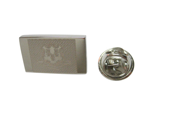 Silver Toned Etched Connecticut State Flag Lapel Pin