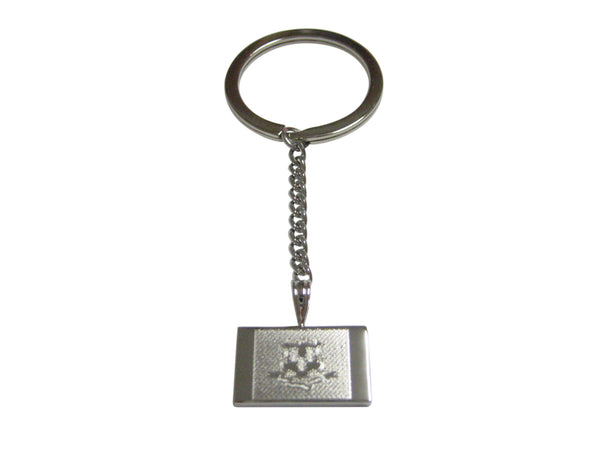 Silver Toned Etched Connecticut State Flag Pendant Keychain