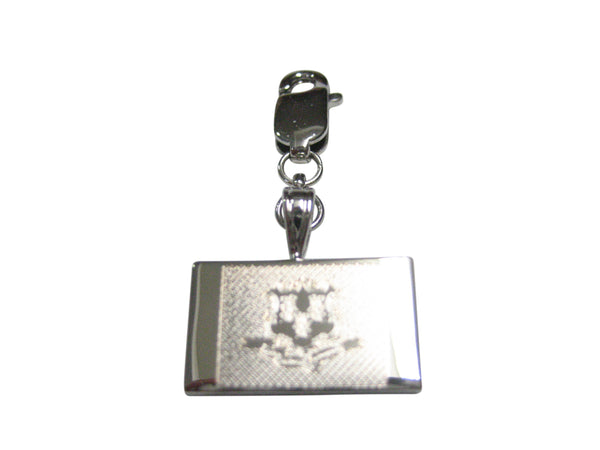 Silver Toned Etched Connecticut State Flag Pendant Zipper Pull Charm
