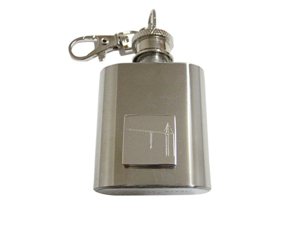 Silver Toned Etched Construction Crane 1 Oz. Stainless Steel Key Chain Flask