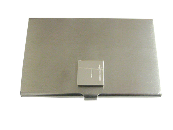 Silver Toned Etched Construction Crane Business Card Holder
