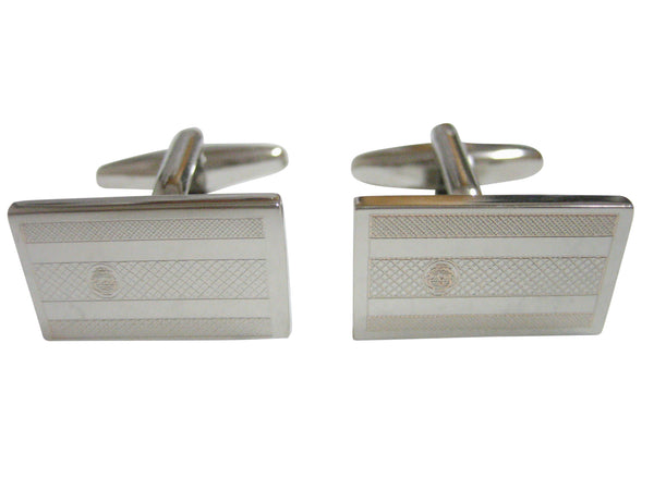 Silver Toned Etched Costa Rica Flag Cufflinks