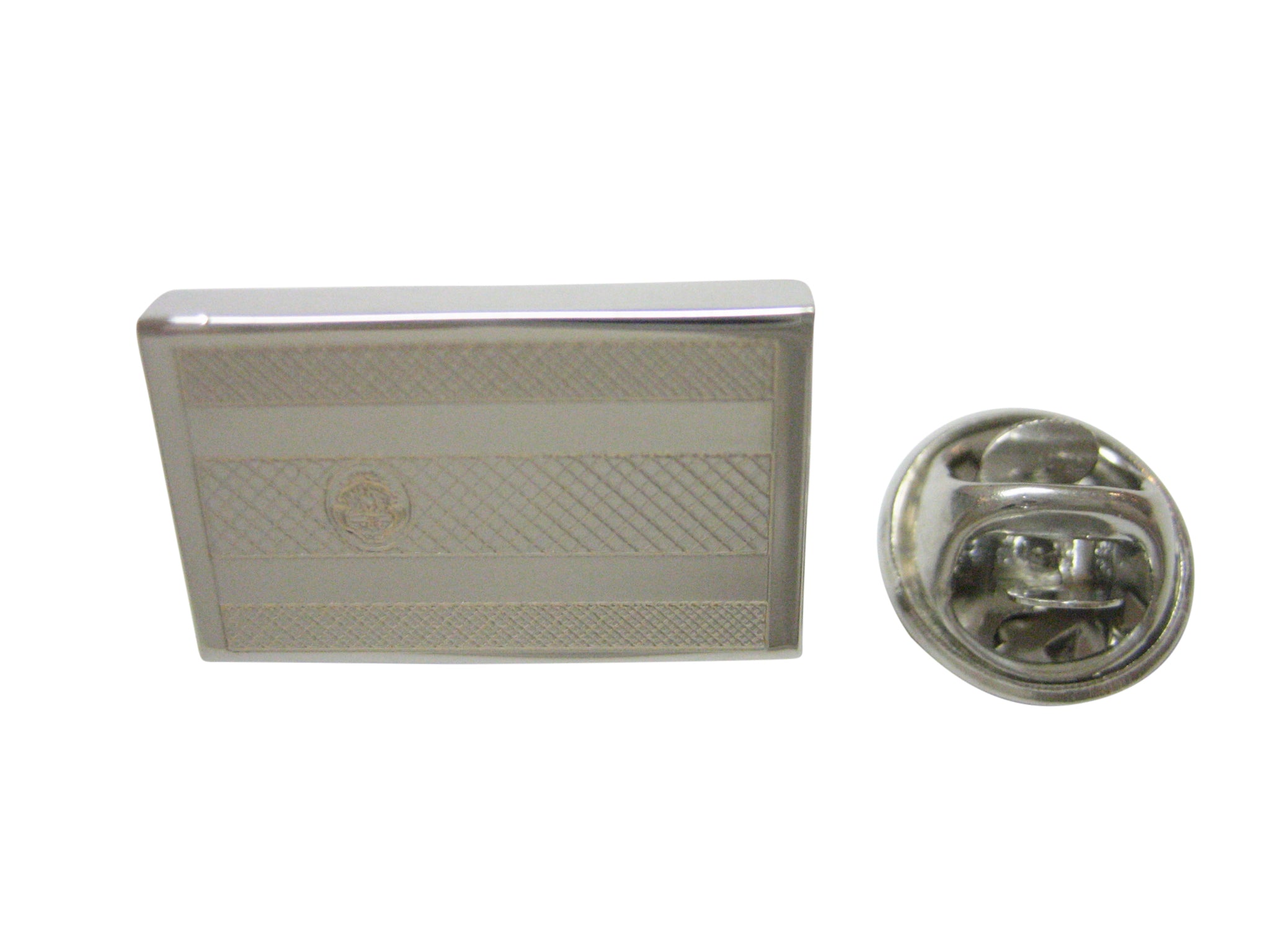 Silver Toned Etched Costa Rica Flag Lapel Pin