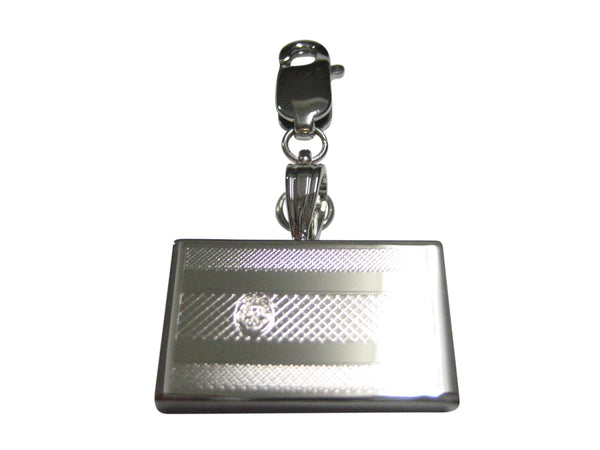 Silver Toned Etched Costa Rica Flag Pendant Zipper Pull Charm