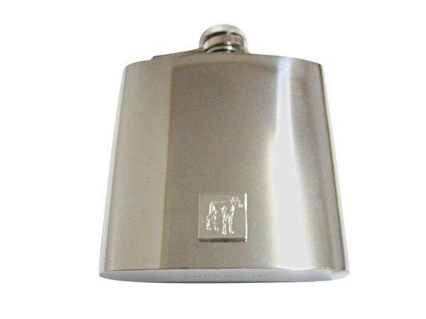 Silver Toned Etched Cow Calf 6 Oz. Stainless Steel Flask