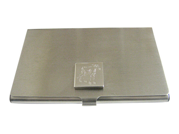 Silver Toned Etched Cow Calf Business Card Holder