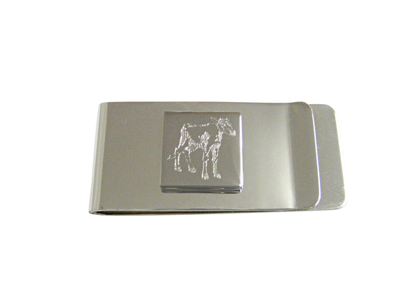 Silver Toned Etched Cow Calf Money Clip