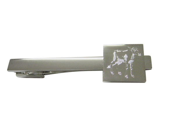Silver Toned Etched Cow Calf Square Tie Clip