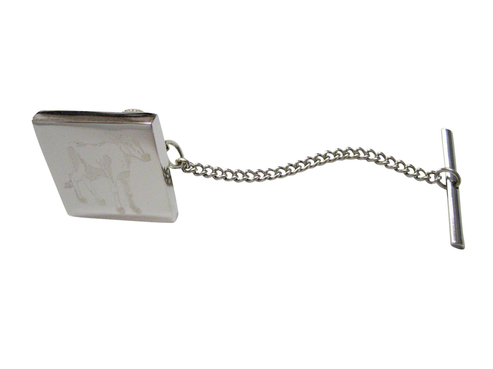 Silver Toned Etched Cow Calf Tie Tack