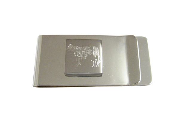 Silver Toned Etched Cow Money Clip