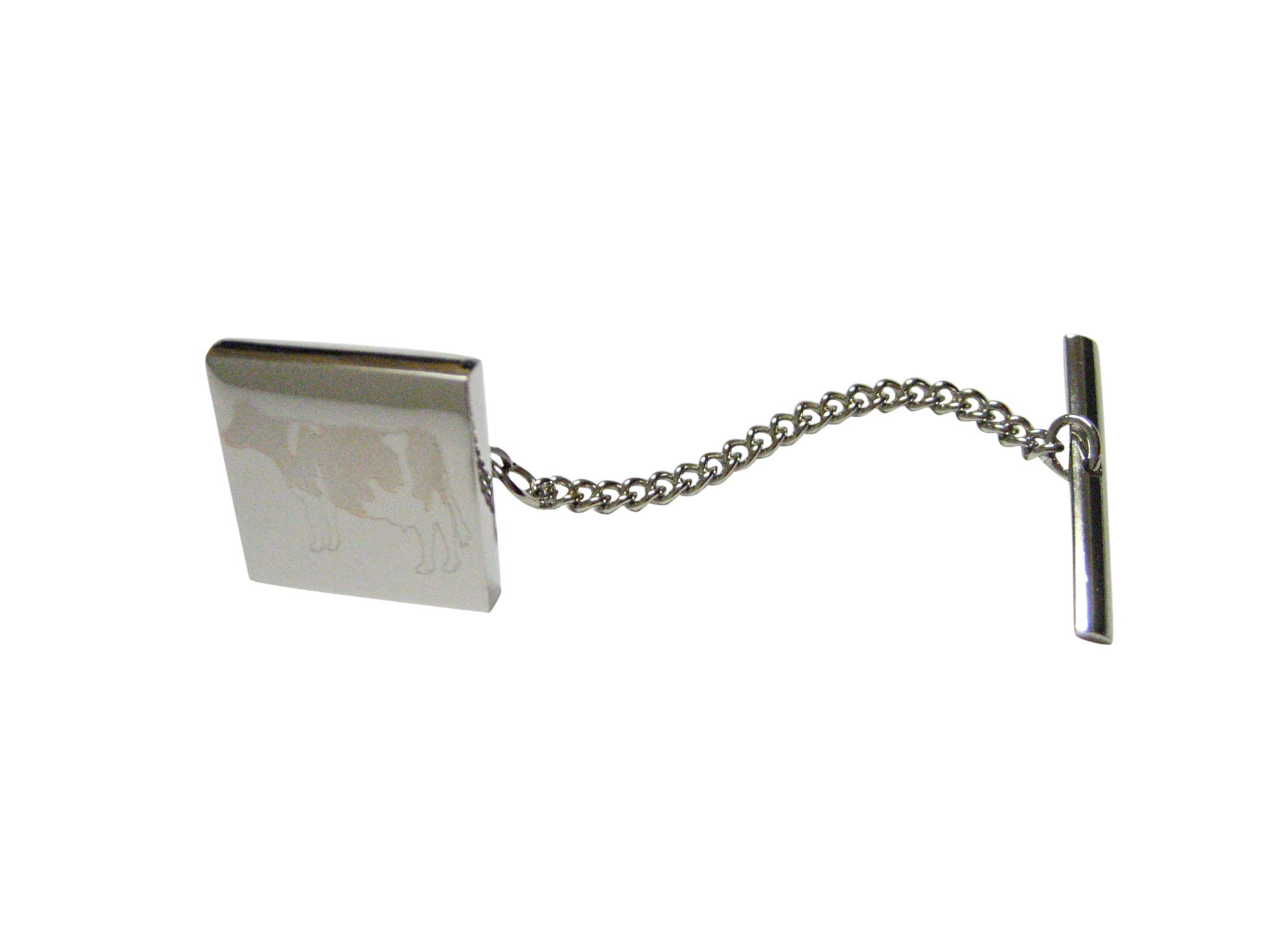 Silver Toned Etched Cow Tie Tack