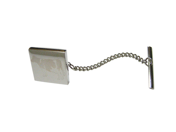 Silver Toned Etched Cow Tie Tack