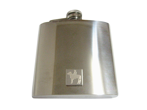 Silver Toned Etched Cowboy 6 Oz. Stainless Steel Flask