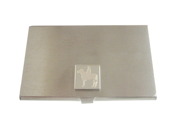 Silver Toned Etched Cowboy Business Card Holder