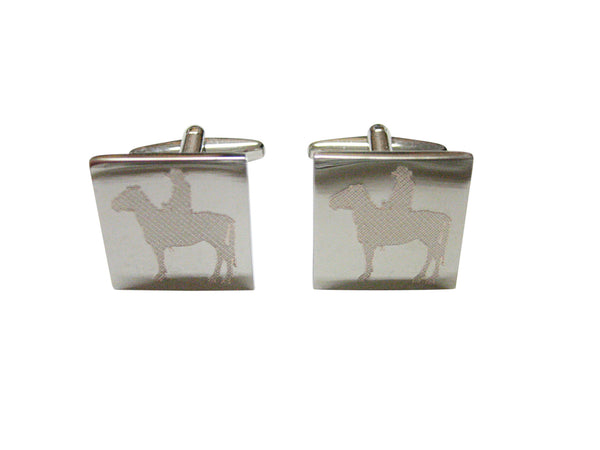 Silver Toned Etched Cowboy Cufflinks
