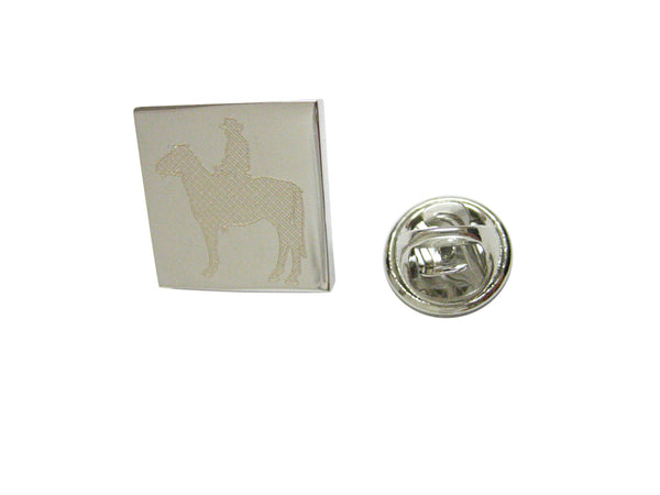 Silver Toned Etched Cowboy Lapel Pin