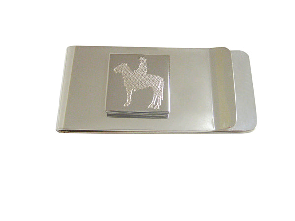 Silver Toned Etched Cowboy Money Clip