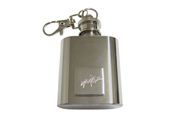 Silver Toned Etched Cricket Bug Insect 1 Oz. Stainless Steel Key Chain Flask
