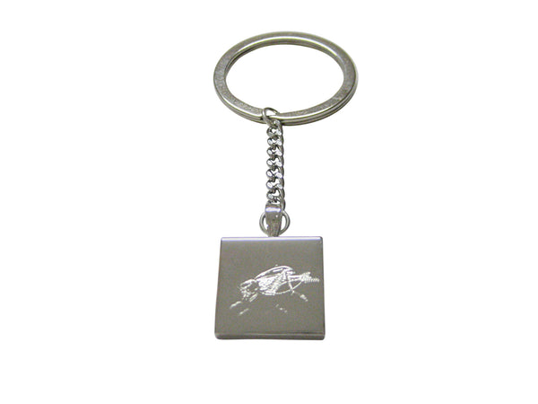 Silver Toned Etched Cricket Bug Keychain