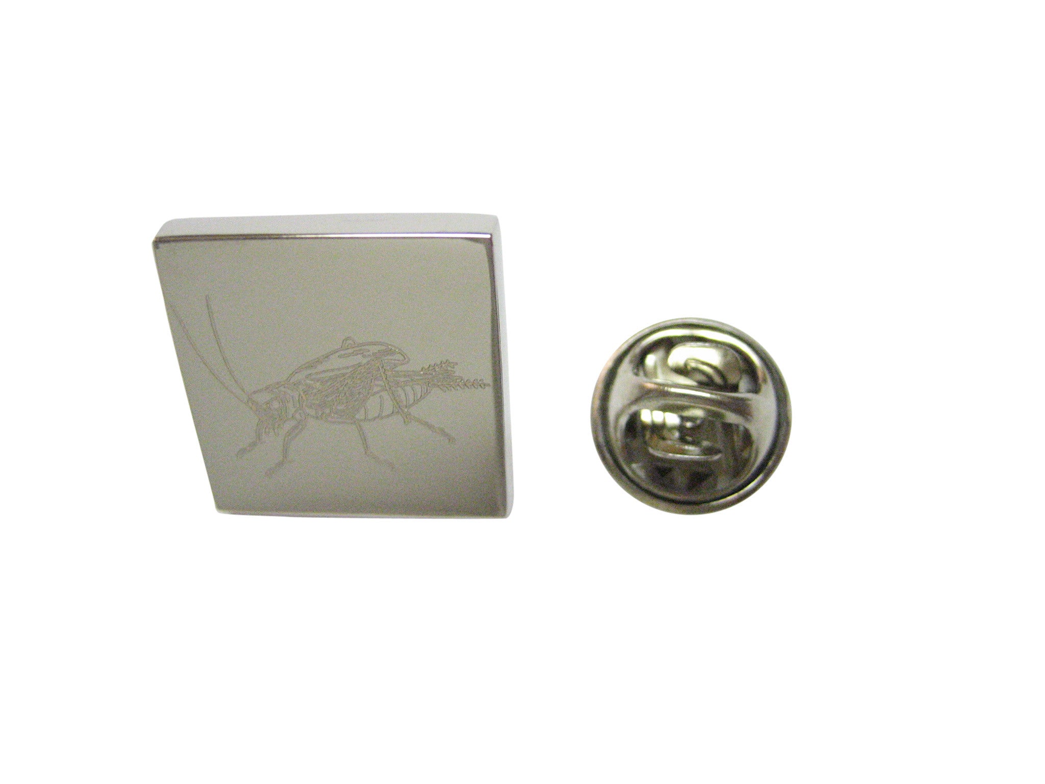 Silver Toned Etched Cricket Bug Lapel Pin