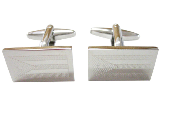 Silver Toned Etched Cuba Flag Cufflinks