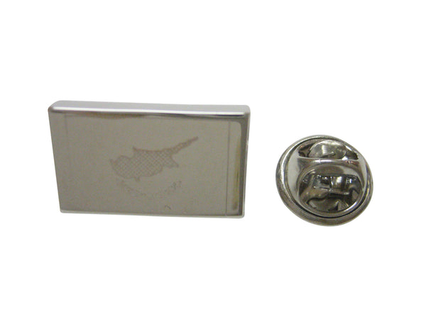 Silver Toned Etched Cyprus Flag Lapel Pin