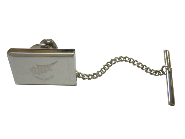 Silver Toned Etched Cyprus Flag Tie Tack