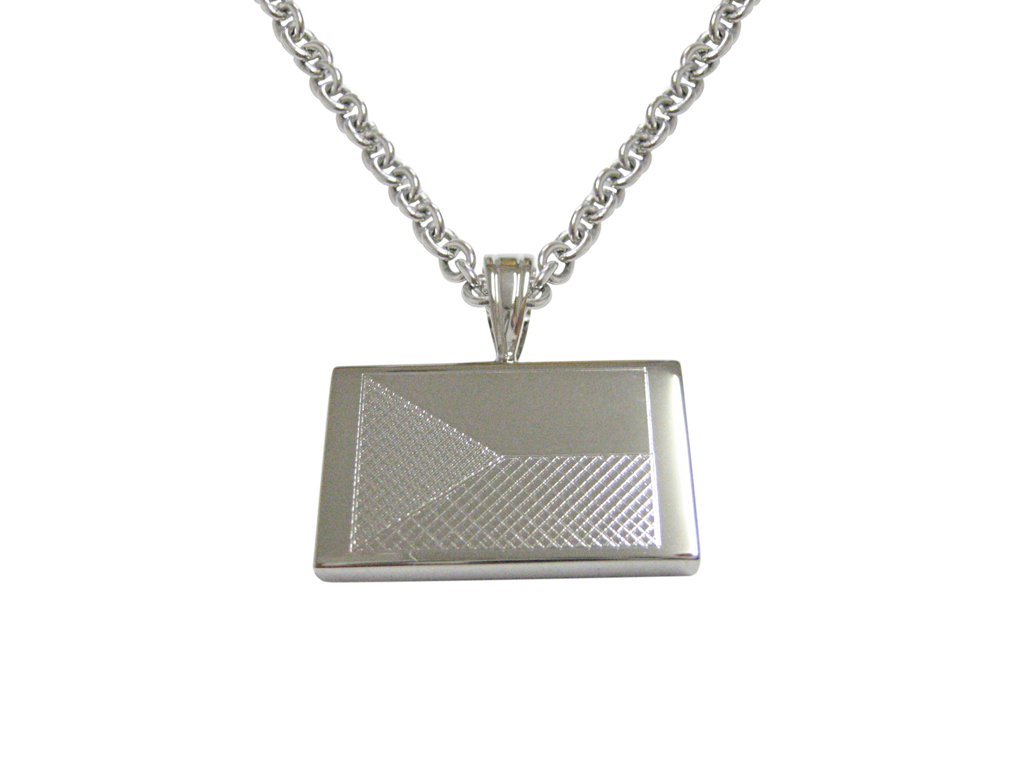 Silver Toned Etched Czech Republic Czechia Flag Pendant Necklace