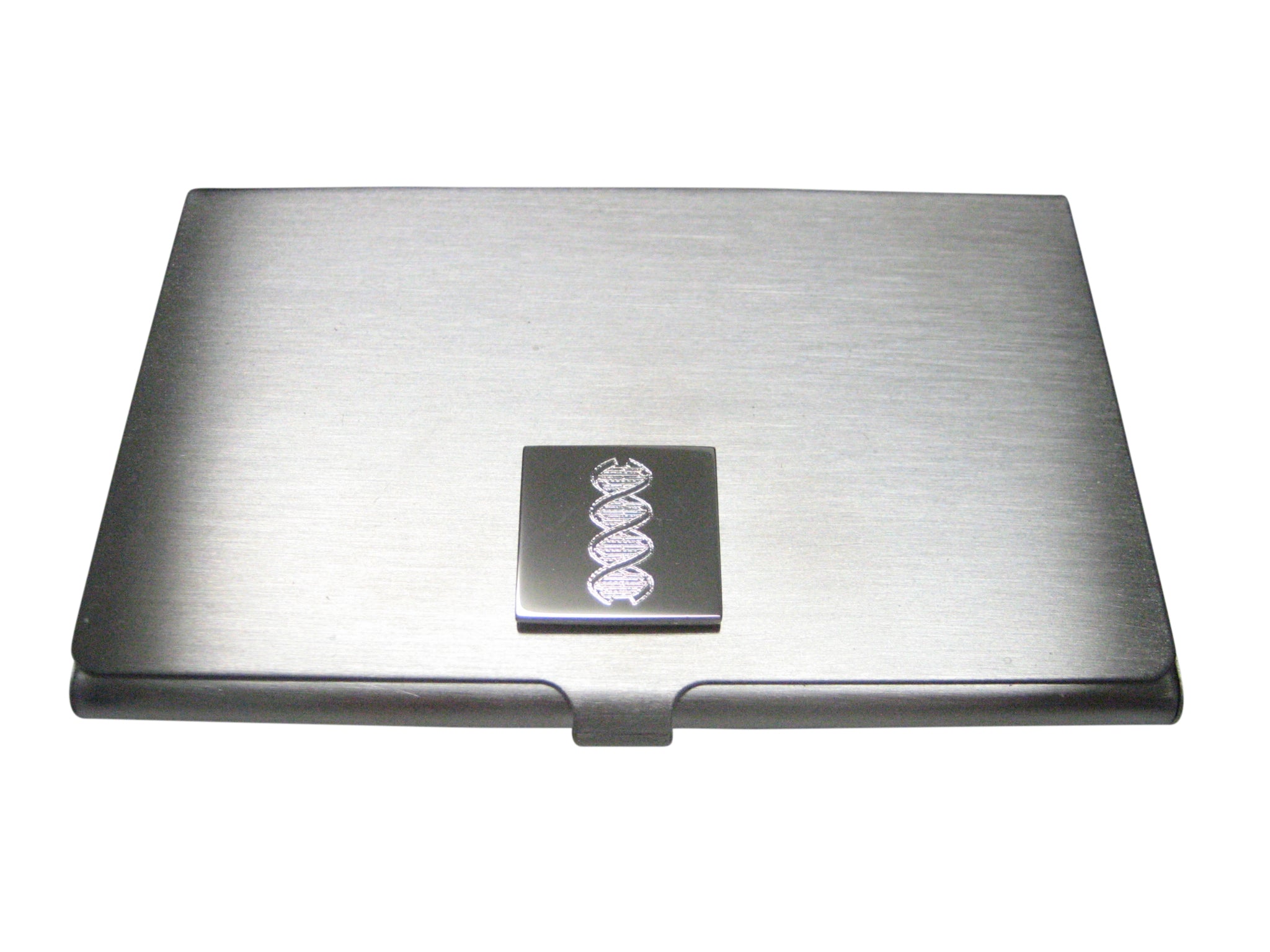 Silver Toned Etched DNA Deoxyribonucleic Acid Molecule Business Card Holder