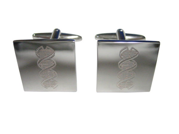 Silver Toned Etched DNA Deoxyribonucleic Acid Molecule Cufflinks