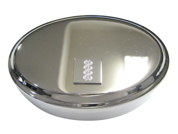 Silver Toned Etched DNA Deoxyribonucleic Acid Molecule Oval Trinket Jewelry Box