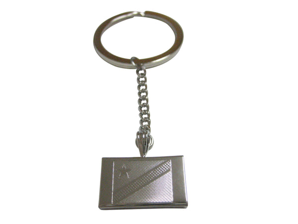 Silver Toned Etched Democratic Republic of Congo Flag Pendant Keychain
