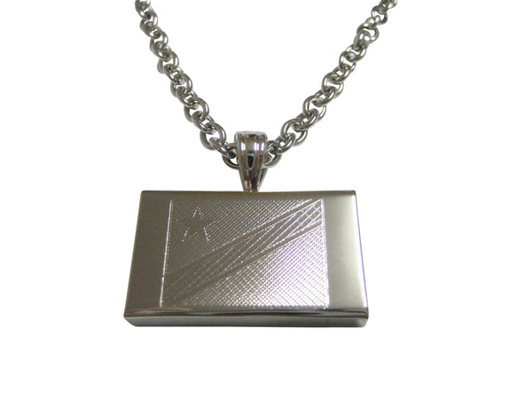 Silver Toned Etched Democratic Republic of Congo Flag Pendant Necklace