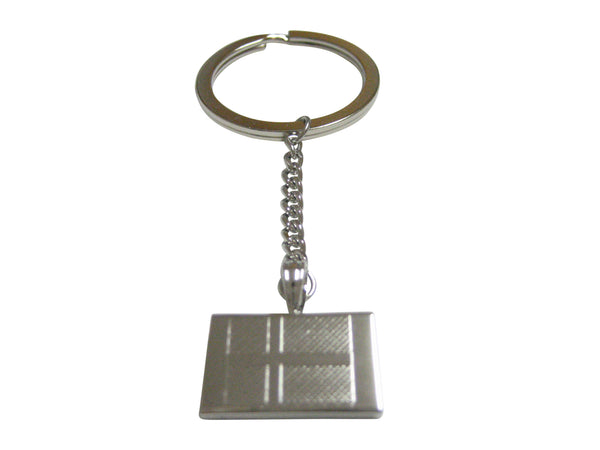 Silver Toned Etched Denmark Flag Pendant Keychain