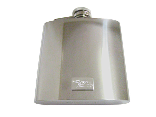 Silver Toned Etched Detailed Alligator 6 Oz. Stainless Steel Flask