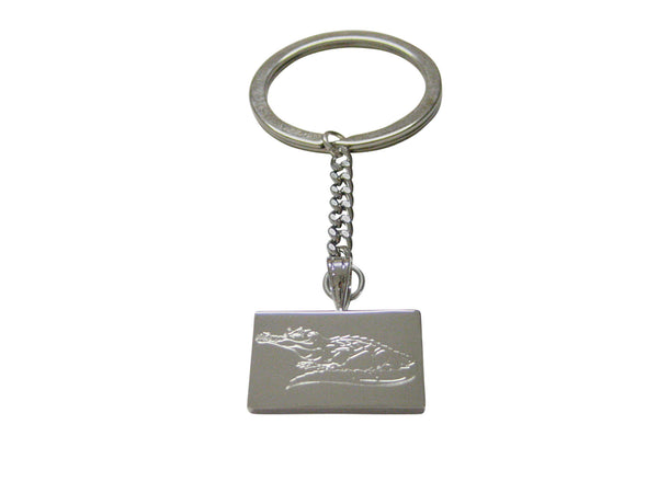 Silver Toned Etched Detailed Alligator Keychain
