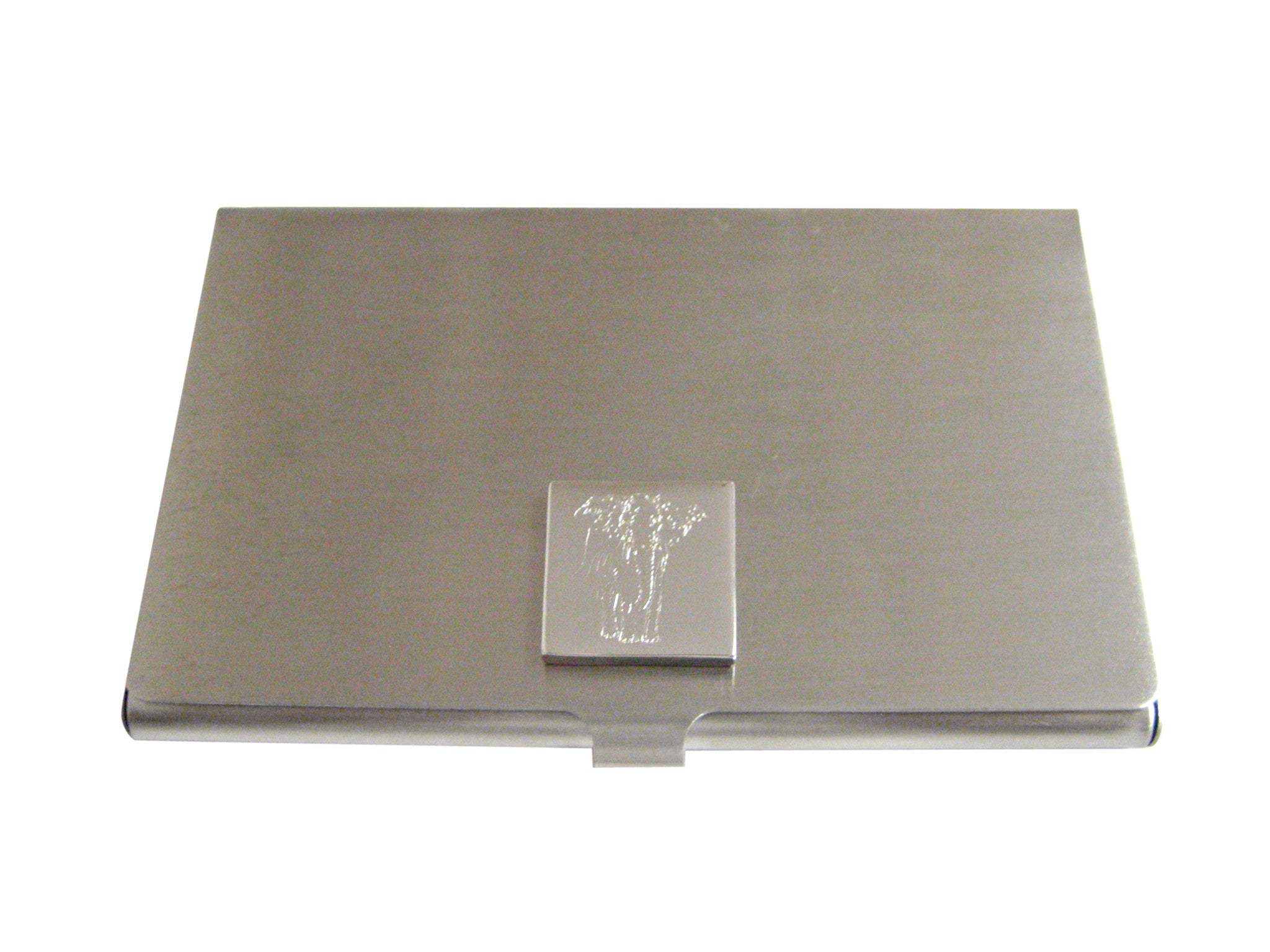 Silver Toned Etched Detailed Elephant Business Card Holder
