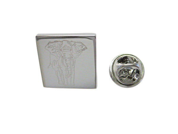 Silver Toned Etched Detailed Elephant Lapel Pin