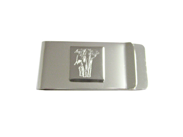Silver Toned Etched Detailed Elephant Money Clip