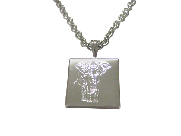 Silver Toned Etched Detailed Elephant Pendant Necklace