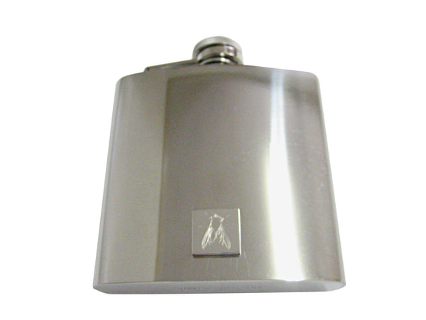 Silver Toned Etched Detailed Fly Bug Insect 6 Oz. Stainless Steel Flask