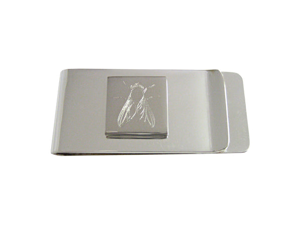 Silver Toned Etched Detailed Fly Bug Insect Money Clip