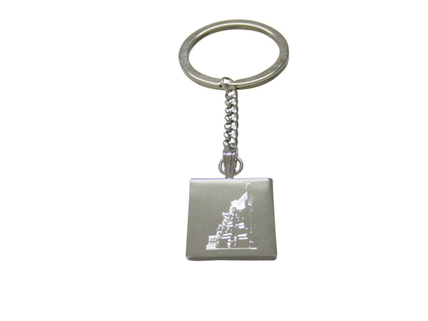Silver Toned Etched Detailed Oil Drill Keychain