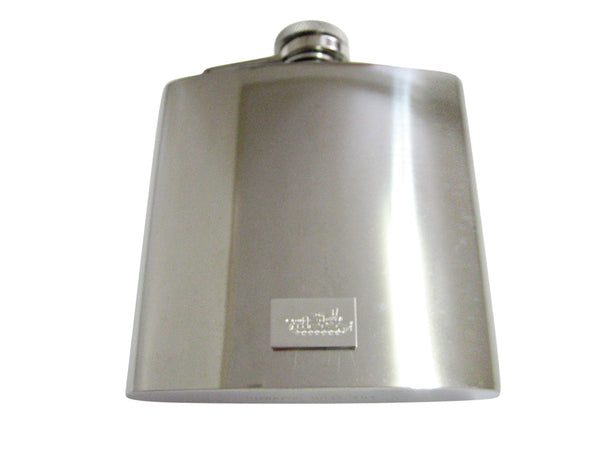 Silver Toned Etched Detailed Tank 6 Oz. Stainless Steel Flask