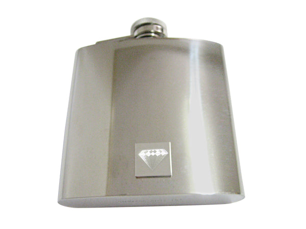 Silver Toned Etched Diamond 6 Oz. Stainless Steel Flask