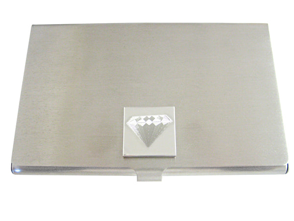 Silver Toned Etched Diamond Business Card Holder