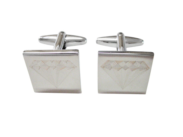 Silver Toned Etched Diamond Cufflinks