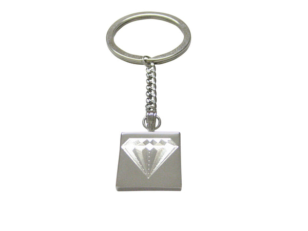 Silver Toned Etched Diamond Image Keychain