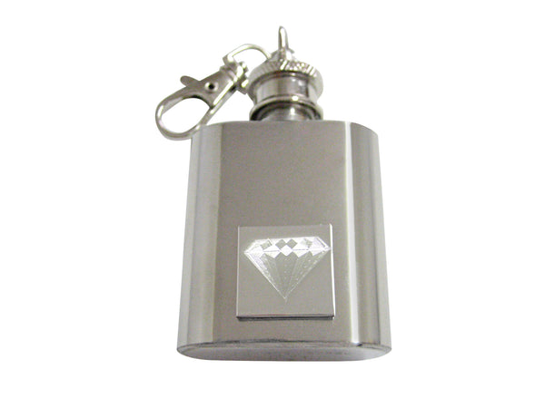 Silver Toned Etched Diamond 1 Oz. Stainless Steel Key Chain Flask