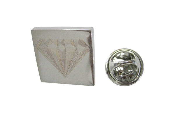 Silver Toned Etched Diamond Lapel Pin